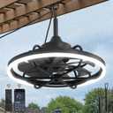 Fanbulous Outdoor Ceiling Fans with Light for Patios, 24" Weatherproof Plug in Ceiling Fan, Gazebo Fan Remote&APP Control, 3CCT Dimmable,Caged Ceiling Fan with Hanging Hook for Porch, Pergola,Canopy