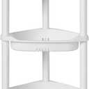 ELYKEN 3 Tier Shower Caddy Organizer Shelf Corner, 14.4 x 11.2 x 22.4 Inches, Rustproof, Plastic Shower Rack Stands for Inside Bathroom, Bathtub, White