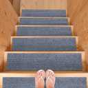 Ottomanson Non-Slip Rubberback Solid 8" x 30" Indoor/Outdoor Stair Treads for Stairs, Garage, Patio, 7 Pack, Gray (8" x 2'6" (Rectangular), Grey)
