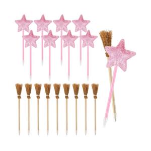 Geyoga 20 Pcs Witch Party Favors Broom Pencils and Star Ballpoint Pens for Wizard Theme Party Decorations Goodie Bags Stuffers Carnival Prizes Birthday Gifts Treats