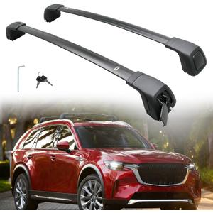 Lockable Roof Rack Cross Bars for 2024 2025 2026 Mazda CX90 & CX-90 PHEV with Flush Side Rails, Heavy Duty Aluminum Crossbars, Rooftop Cargo Carrier Accessories for Kayaks Bikes Skis Canoes