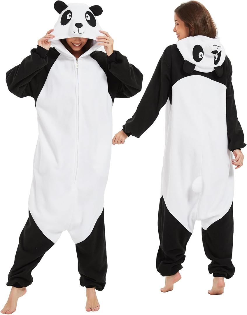 MAJ&COS Animal Onesies Adult Pajamas Halloween Cosplay Costume Unisex Onesie for Women Men (Small, Panda)