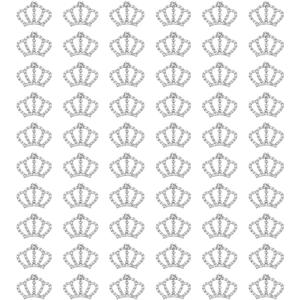 PATIKIL 60Pcs Crown Charms, 1.3" x 0.98" Mini Metal Rhinestone Crystal Crown Embellishments Bulk DIY Handmade Phone Case Clothes Decor Party, Silver Tone