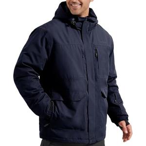 FREE SOLDIER Men's Waterproof Ski Jacket Fleece Lined Warm Winter Snow Coat with Hood Fully Taped Seams, Size Large