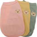 Dog Shirt, Lightweight Breathable Pet T-Shirts, Clothes, Sleeveless Vest Apparel for Small, Yellow Pink Green, 3 Pcs S