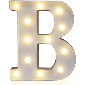 Pooqla LED Marquee Letter Lights Sign, Light Up Alphabet Letter for Home Party Wedding Decoration B (Letter B, Warm White)