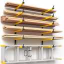 GREENER Lumber Storage Rack Folding Wood Storage Racks Wall-Mounted Metal Racks for Storage with 6-Level Heavy Duty Garage Wood Organizer for Woodworking Shop Indoor & Outdoor Use, 2 pairs,Yellow