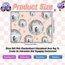 Nuanchu Disco Ball Classroom Area Rug 6.56 x 4.92 Ft Pink Checkerboard Educational Area Rug for Kids Room Pink Base Pastel Play Carpet Shine Disco Ball Star School Carpets for Teaching and Playroom