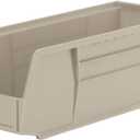 Akro-Mils 30234 AkroBins Plastic Storage Bins, Space-Saving Stackable Bins for Garage, Pantry, Craft Organization, 15" x 5" x 5", Stone, 12-Pack