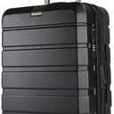 KROSER Hardside Expandable Carry On Luggage with Spinner Wheels & Built-in TSA Lock, Durable Suitcase Rolling Luggage with USB Port, Carry-On 20-Inch, Black