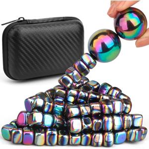 Magnetic Stones Rock Fidget Toys for Adults, 500g Smooth Ferrite Putty Stones Replacement Magnet with Fiber Case for Ferrite Putty, Desk Toy Magnet for Whiteboard Office Kitchen