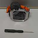 SUPLINK Stainless Steel Case&Nylon Band Compatible with Apple Watch Band 38mm 40mm 41mm 42mm 44mm 45mm 46mm 49mm,Rugged Metal Cover Adjustable Strap for iWatch Series 10 9 8 7 6 5 4 3 2 1 SE Ultra Men (Orange)