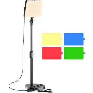 LED Video Light with Stand, Home Studio Back Lights, Photo Lights with Color Filters for Close Photography Lighting YouTube Video Recording, Desk Game Steaming (Glossy Black)