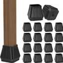 24PCS Square Chair Leg Floor Protectors for Hardwood Floors, Thicken Rubber Chair Leg Cap Covers, Non Slip Furniture Leg Pads to Protect Wood Tile Floors from Scratches and Reduce Noise (Square S(Fit:0.79''-1.18''), Black)