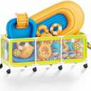 365 Gallon 103" L Extra Large Swimming Pool Storage Bin, Pool Noodles Holder, Toys, Floats, Balls and Floats Equipment Mesh Rolling Storage Organizer Bin, 103" Lx32 Wx35 H (Acid Lime)