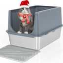 LIHONG Stainless Steel Cat Litter Box, XL Metal with Lid, Cat Litter Pan for Large Cats, Non-Sticky Large Kitty Litter Box, Anti-Leakage, 23.5" X 15.5" X 14" XXL