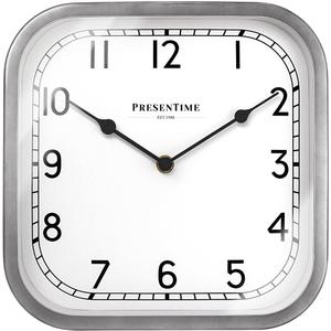 Presentime & Co 10" Anton Vintage Square Clock, Silent No Ticking, Wall & Mantel 2 in 1, Desk and Shelf Clock, Tabletop Dcor, Modern Silver Color