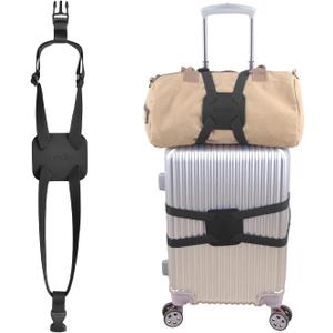 Luggage Straps Bag Bungees for Add a Bag Easy to Travel Suitcase Elastic Strap Belt (Black Luggage strap-1PCS)