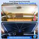 EcoNour Umbrella Windshield Sun Shade for Car | Foldable Umbrella Sun Shield | UV & Heat Protection for Front Window Shade with Storage Pouch | Fits Coupe, Sedan & Hatchbacks | Small 52"x31"