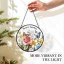 Yaya Mothers Day Christmas Birthday Gifts Suncatcher Stained Glass Window from Grandkids for Yaya Grandma, Grandma Gift Stained Glass Wall Decor, Yaya's Garden Catchers Indoor Window,7.9x7.9In