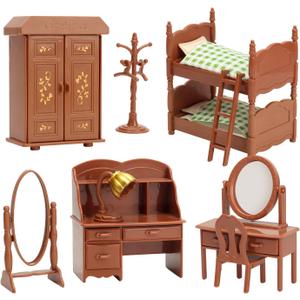 Dollhouse Furniture Set for Kids Toys Miniature Doll House Accessories Pretend Play Toys for Boys Girls & Toddlers Age 3+ with Bedroom