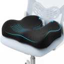 A-Pce Seat Cushion-Large Memory Foam Cushion for Office Chair-Sciatica & Lower Back & Coccyx Pain Relief-Coccyx Cushion for Car&Long Sitting at Work,Black (48*41*11cm)