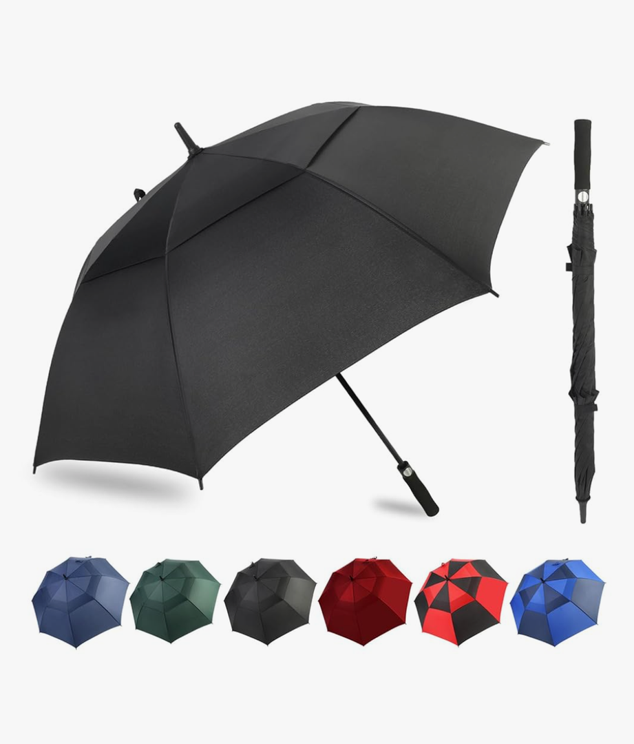 Automatic Open Extra Large Golf Umbrella Windproof Heavy Duty Large Umbrellas for Rain, Oversize Double Canopy Vented Stick Umbrellas for Golf and Outdoor Sports