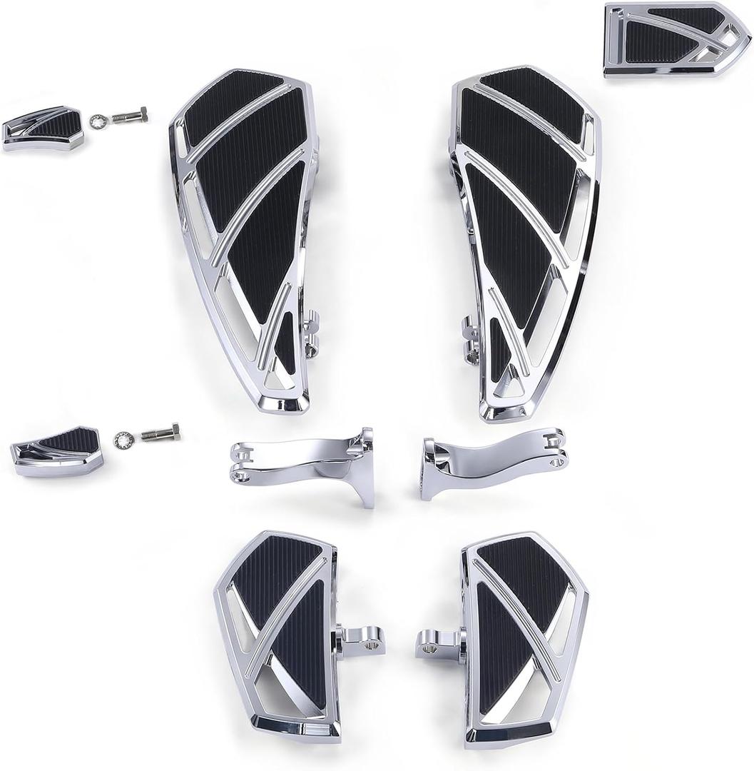 Phantom Floorboards Kit Footboards for Harley Touring Street Glide, Electra Glide, Road King, Road Glide, Softail (Chrome, without brake shifter lever)