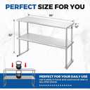 Profeeshaw Stainless Steel Overshelf for Prep & Work Table 12 x 36 NSF Commercial Adjustable Double Shelf 2 Tier for Restaurant, Bar, Utility Room, Kitchen and Garage