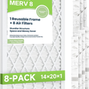 Future Way 14x20x1 Air Filters, 8-Pack with Reusable Frame, MERV 8, MPR 700 AC Furnace Filters, Space Saving & Cost-effective