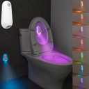 Toilet Light Motion Sensor, 8 Colors Changing LED Wall Motion Sensor Inside Toilet Night Light, Indoor Bathroom Accessories Decor Activated Lights, Funny Gifts for Men Women Kids 1 Pack