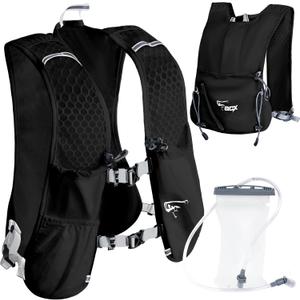 Hydration Backpack for Women Men, Lightweight Running Vest with 1.5L Water Bladder, Breathable Water Backpack for Hiking Running Cycling Climbing-White/Black