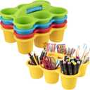 4 Packs Plastic Cup Caddy for Drink Delivery, Classroom Caddy 12x9.5x5.1 Inches, Assorted Colors