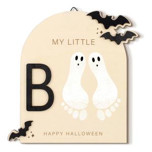 Baby's First DIY Footprint Art Wooden Milestone Card Keepsake Little Boo Sign Nursery Decorative Ornaments for Baby Shower Newborn Photoshoot Prop(Halloween Classic) Baby's First DIY Footprint Art Wooden Milestone Card Keepsake Little Boo Sign Nursery Decorative Ornaments for Baby Shower Newborn Photoshoot Prop(Halloween Classic)