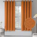 Faux Linen Texture Short Blackout Curtains for Kitchen -2 Panels 100% Blackout Thermal Insulated Entryway Cottage Decor Solid Grommet Window Curtains for Bathroom (W52 x L45 Inch Long,Russet Orange)
