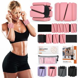 Wrist Weights, Ankle Weights for Women Men, Adjustable Wrist Weighted Bracelet for Home Gym Workout, Running, Yoga, Exercise, Strength Training, Set of 2 (1LB Each)-Pink