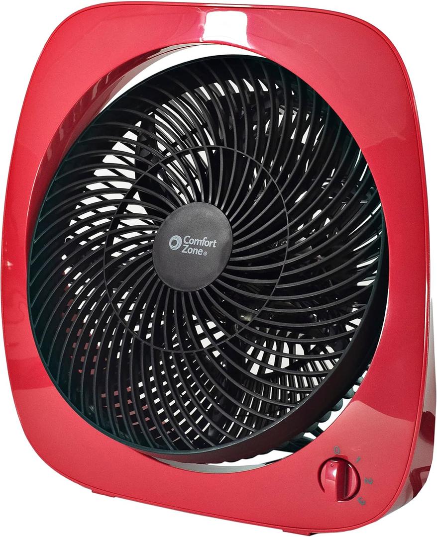 Comfort Zone 10-Inch Table Fan with 3 Speeds, 180 Adjustable Head & Tilt  Quiet Desk Fan for Home, Bedroom, or Office, Red