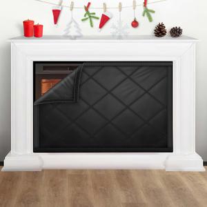 Fireplace Cover, Fireplace Blocker Blanket with Hook and Loop Tapes, Indoor Fire Place Draft Stopper for Heat Loss Insulation Black 36" W x 36" H