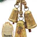 HIGHBIX Set of 3 Giant Harmony Cow Bells Huge Vintage Handmade Rustic Lucky Christmas Hanging Cone Bells (Large)
