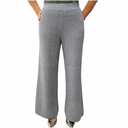 Women's Knit Wide Leg Pants, Cable Pattern, Elastic Waist, Avalible in 4 Colors, Grey, One Size