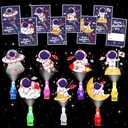 COKOKA 28 Pcs Valentine's Day Cards with Finger Lights, Valentine's Day Gifts for Kids, Space Themed Astronaut Party Favors Light Up Toys Bulk Classroom School Exchange Prize
