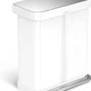 simplehuman 58L Liner Rim Rectangular Recycler, 24L+ 34L, White (White Stainless Steel)