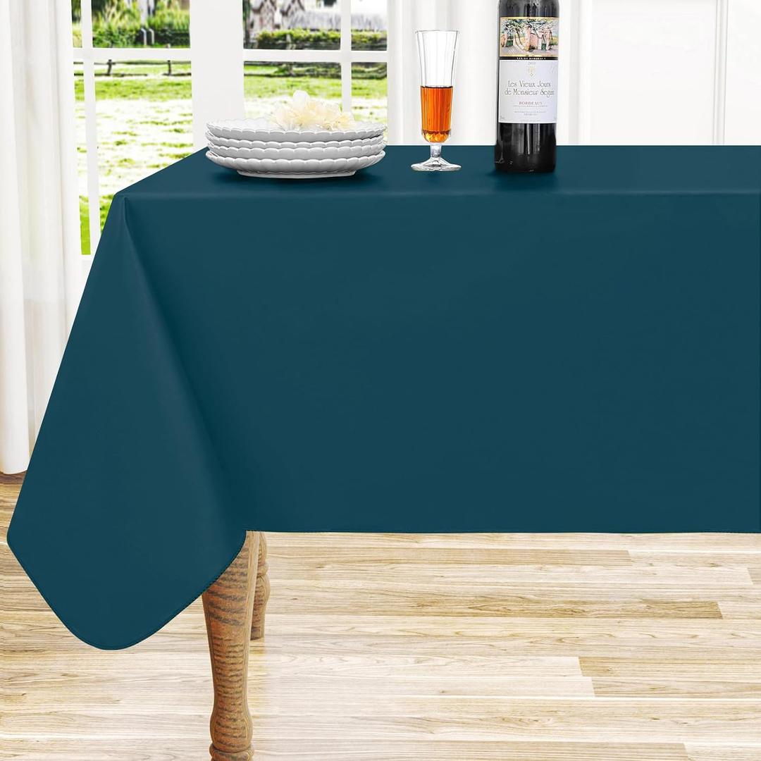 homing Rectangle Vinyl Tablecloth, Waterproof Spillproof Plastic Flannel Backed Table Cloth, Wipe Clean Table Cover for Dining, Buffet Parties and Camping (Peacock Blue, 60" x 84")