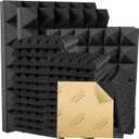 36 Pack Pyramid Acoustic Panels 12" X 12" X 2" Sound Proof Foam Panels with Self-Adhesive Acoustic Foam Panels of High Density Fast Expand Studio Soundproof Wall Panels-Black