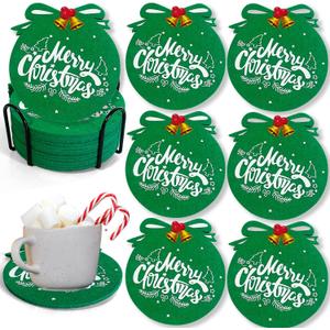 12 Pack Christmas Felt Coasters - Absorbent Felt Coasters for Tea, Coffee, Decorative Holiday Supplies