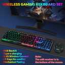 CHONCHOW USB Wireless Gaming Keyboard and Mouse Combo, LED Backlit Ergonomic Mechanical Feeling Keyboard, Rechargeable 2500mAh Battery, Anti-ghosting Keyboards 7D 3600DPI Mice for PC Gamer