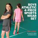 Girls Clothing Sets Tagless Loose Athletic Performance Crew Neck T-Shirt and Short Outfits Size 5-14 (4 Piece Set)