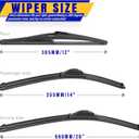 3 wipers Replacement for 2008-2013 Nissan Rogue/2014-2015 Nissan Rogue select, Windshield Wiper Blades Original Equipment Replacement - 26"/14"/12" (Set of 3) U/J HOOK