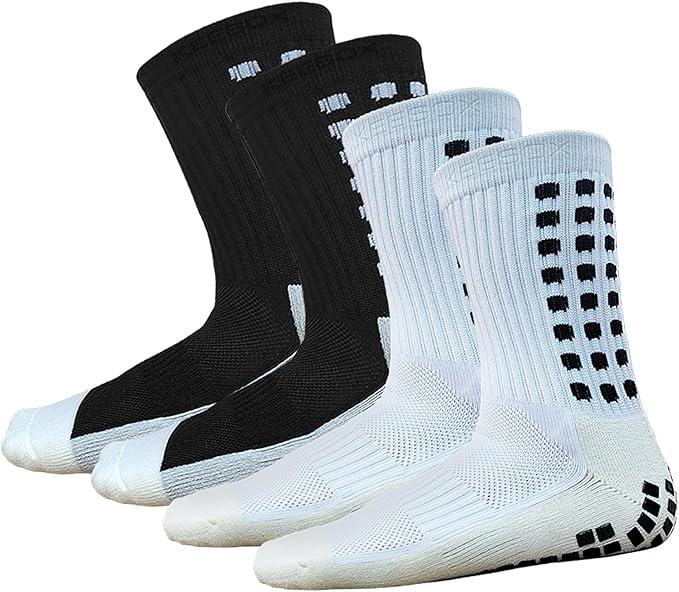 2 Pairs Non-Slip Soccer Socks - Athletic Active Grips Socks