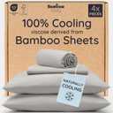 Bambaw Queen Sheet Set 4pcs 100% Viscose Derived from Bamboo Sheets Set, Cooling Sheets for Night Sweats, Soft Queen Sheets, Hotel Luxury Bed Sheets Set, 16'' Deep Pockets (Moonlight Gray)